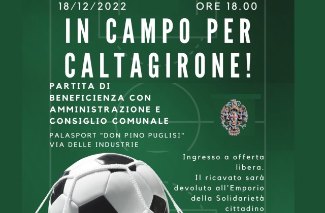 “In campo per Caltagirone”: domenica 18 dicembre, alle 18, partita di beneficenza al palasport  “Don Pino Puglisi”